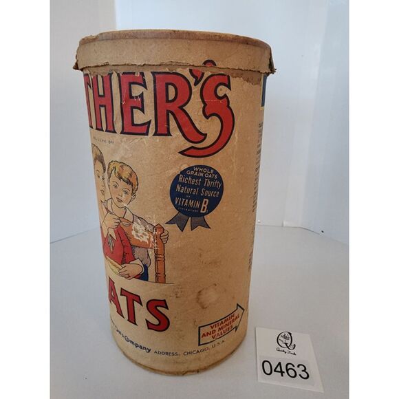 Mothers Oats Old Fashions Quaker Oats Company Cardboard Container Antique - Picture 5 of 12
